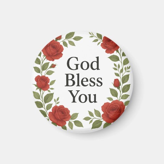 God Bless You Religious Rose Floral Magneet (Voorkant)