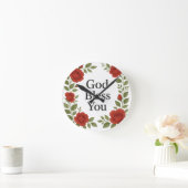 God Bless You Religious Rose Floral Ronde Klok (Huis)