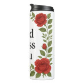 God Bless You Religious Rose Floral Thermosbeker (Geroteerd rechts)