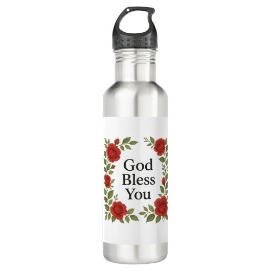God Bless You Religious Rose Floral Waterfles (Voorkant)