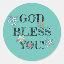 God Bless You Turquoise Bloemen