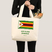 GOD BLESS ZIMBABWE Flag Grote Tote Bag (Voorkant (product))