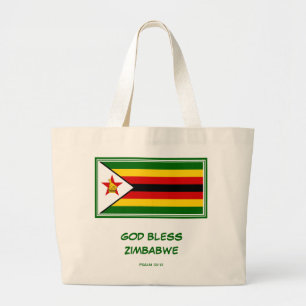 GOD BLESS ZIMBABWE Flag Grote Tote Bag