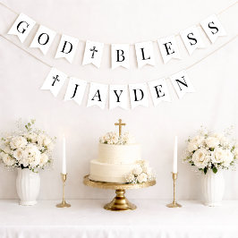 God Bless Zwart Wit 6 Letters Doop Eerste Communie Vlaggetjes
