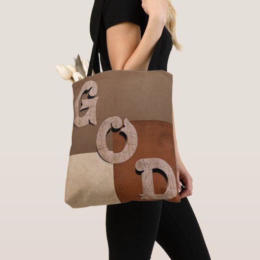 "GOD" bold statement Beige & Brown Shoulder Tote Bag (Dichtbij)