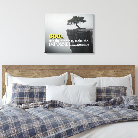 God Can Make Impossible Possible -Cliffside Tree Canvas Afdruk (Insitu (Slaapkamer))