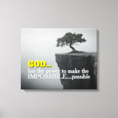 God Can Make Impossible Possible -Cliffside Tree Canvas Afdruk (Voorkant)