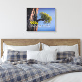 God Can Make Impossible Possible -Cliffside Tree Canvas Afdruk (Insitu (Slaapkamer))