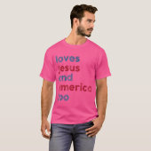 God Christelijk op 4 juli houdt van Jezus en Ameri T-shirt (Voorkant volledig)