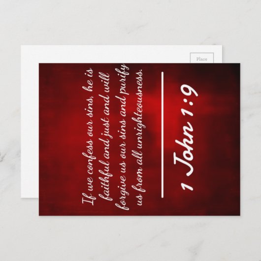 God citeert: 1 John 1:9 — "Confession and Forgave" Briefkaart (Voorkant / Achterkant)