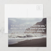 God citeert: Jer 29:11— "Gods plan voor jou" Briefkaart (Voorkant / Achterkant)