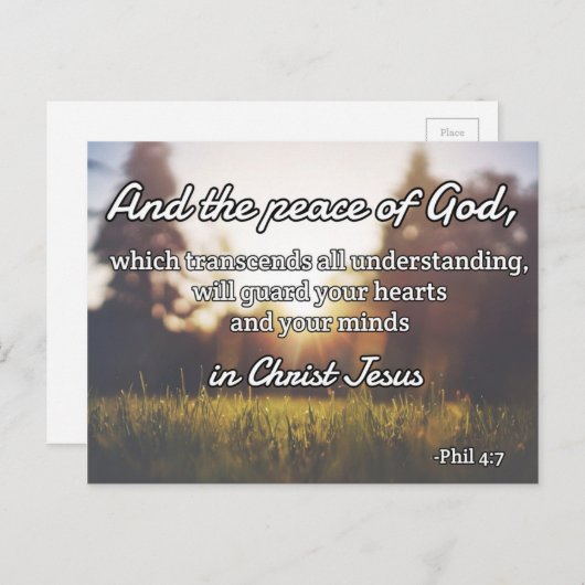 God citeert: Phil 4:7 - "Vrede van God" Briefkaart (Voorkant / Achterkant)