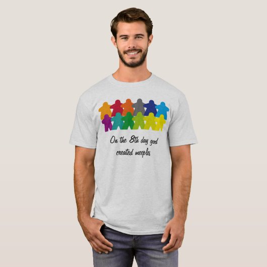 God created the meeples t-shirt (Voorkant volledig)