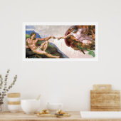 God Creëer Adam (detail) van Michelangelo Poster (Keuken)