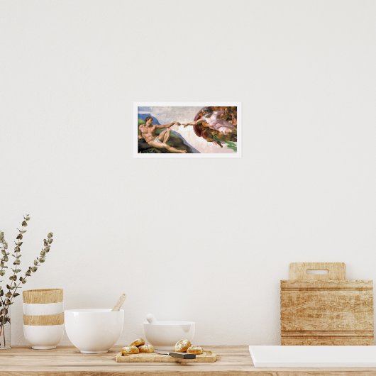 God Creëer Adam (detail) van Michelangelo Poster (Keuken)