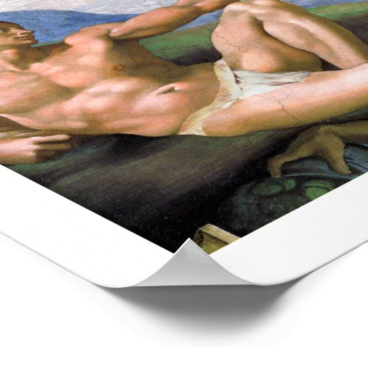 God Creëer Adam (detail) van Michelangelo Poster (Hoek)