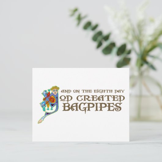 God Creëer Bagpipes Briefkaart (Staand voorkant)