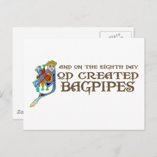 God Creëer Bagpipes Briefkaart (Voorkant / Achterkant)