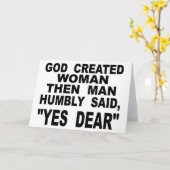 God Creëer de vrouw en toen zei Man: "Lieve hemel" Kaart (Gele Bloem)
