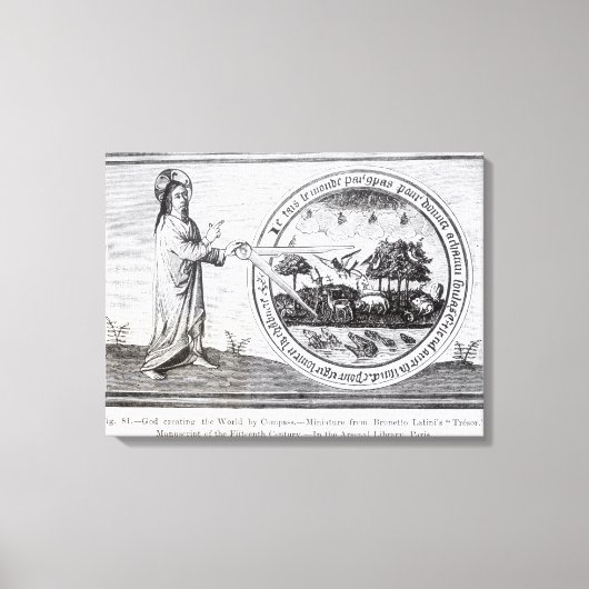 God Creëer de wereld door de kompas Canvas Afdruk (Voorkant)