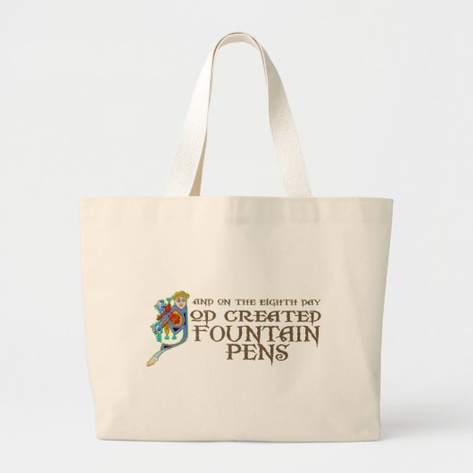 God Creëer fonteinpennen Grote Tote Bag (Voorkant)