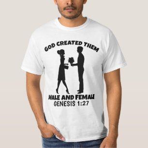 GOD CREËER HEN MANNELIJKE EN VROUW T-SHIRS T-SHIRT
