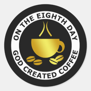GOD CREËER KOFFIE RONDE STICKER