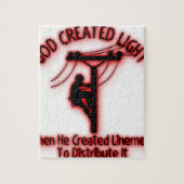 God Creëer licht - grappige bijbel, Lineman Design Legpuzzel (Verticaal)