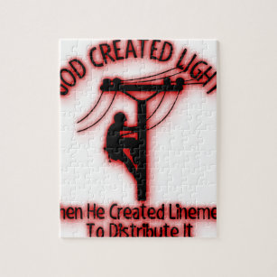 God Creëer licht - grappige bijbel, Lineman Design Legpuzzel