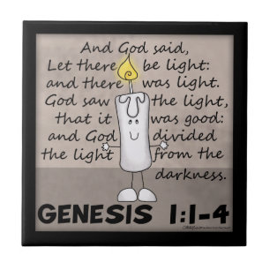 God Creëer Light-Genesis-Candlestick Character Tegeltje