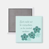 God Creëer Moeders patterned Flower Magnet, Blauwg Magneet (Voorkant / Achterkant)