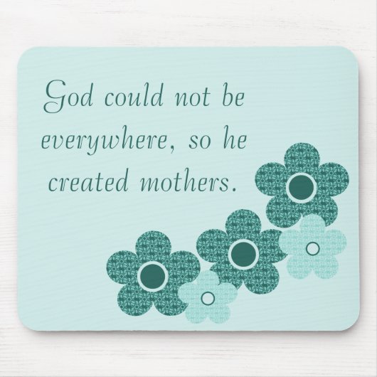God Creëer moeders patterned Flower Mousepad Blauw Muismat (Voorkant)