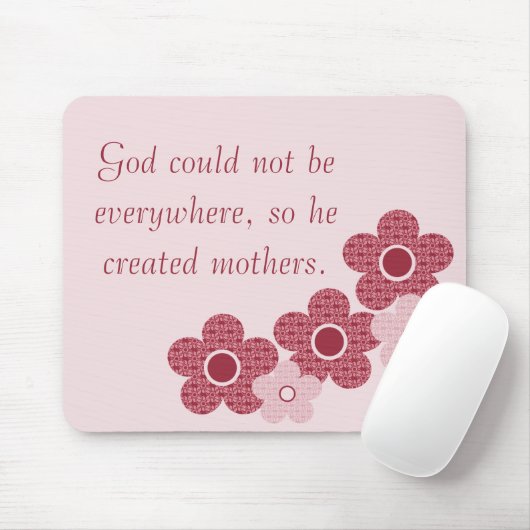 God Creëer Moeders patterned Flower Mousepad Pink Muismat (Met muis)