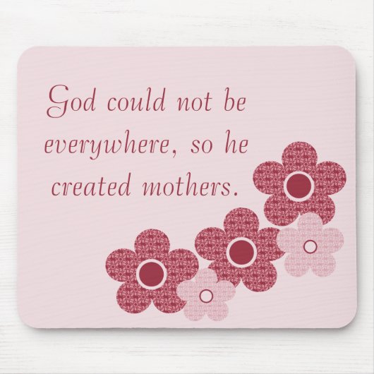 God Creëer Moeders patterned Flower Mousepad Pink Muismat (Voorkant)