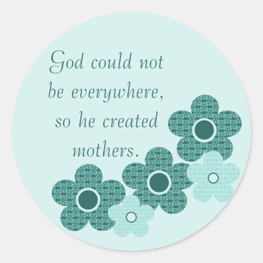 God Creëer Moeders Patterned Flower Stickers Blauw (Voorkant)