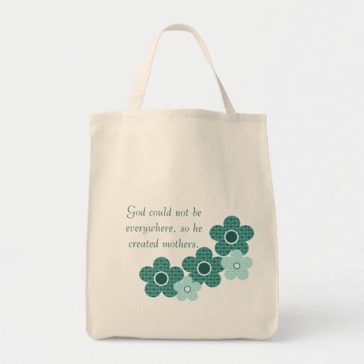 God Creëer Mothers Patterned Flower Bag, Blauwgroe Tote Bag (Voorkant)