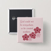 God Creëer Mothers Patterned Flower Button, Roze Vierkante Button 5,1 Cm (Voorkant /achterkant)