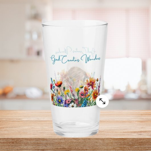 God Creëer wonderen - 16 oz Floral Faith Glass Glas