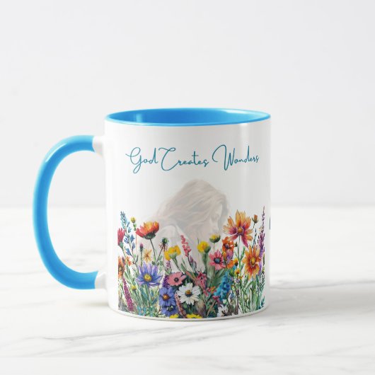 God Creëer wonderen gepersonaliseerde Floral Faith Mok (Links)