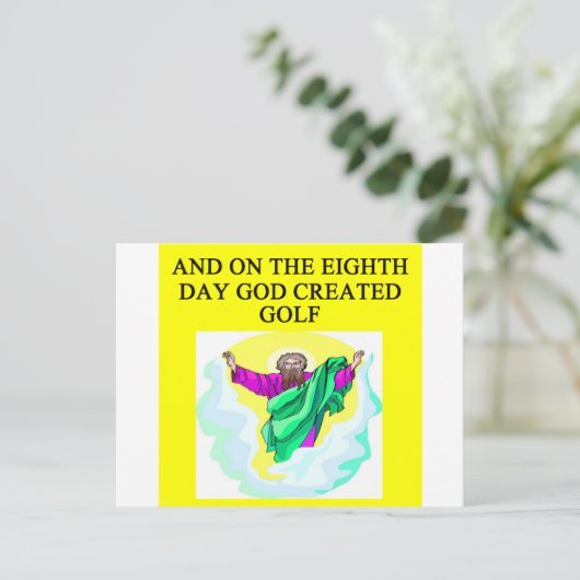 god creëerde golf briefkaart (Staand voorkant)