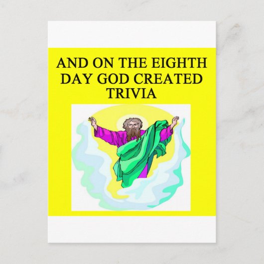 god creëerde trivia briefkaart (Voorkant)