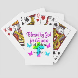 GOD DANSTE DE DAG VAN DIT 65E VERJAARDAGSONTWERP POKERKAARTEN