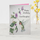 God-Daughter Verjaardag Kolibrie Tuin Kaart (Gele Bloem)