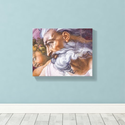 God de vader, Sistine Chapel van Michelangelo Canvas Afdruk (Insitu (Houten vloer))