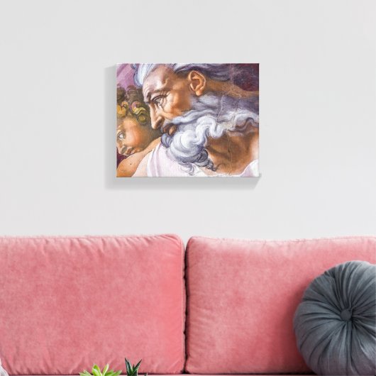 God de vader, Sistine Chapel van Michelangelo Canvas Afdruk (Insitu (Woonkamer))