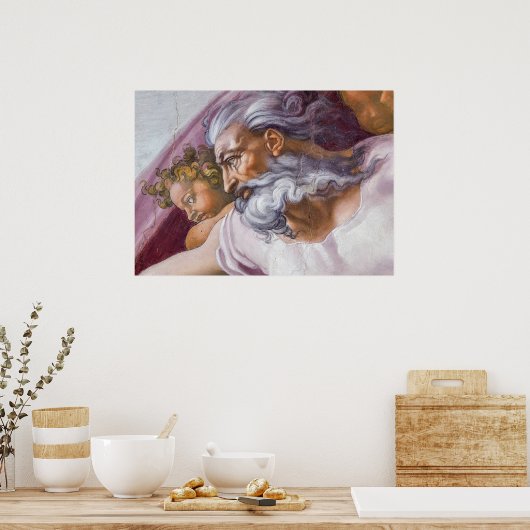 God de vader, Sistine Chapel van Michelangelo Poster (Keuken)