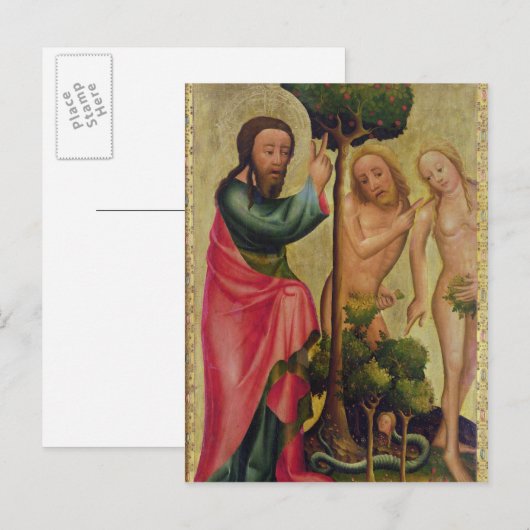 God de Vader straffen Adam en Eva Briefkaart (Voorkant / Achterkant)