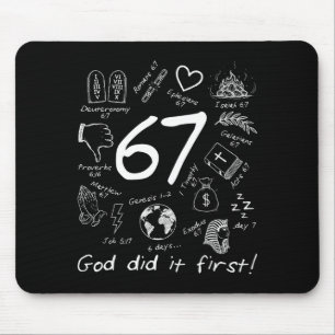 God deed het eerst 67 Six Seven Meme Jezus Christe Muismat