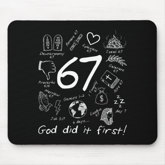 God deed het eerst 67 Six Seven Meme Jezus Christe Muismat (Voorkant)