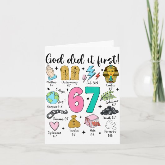 God deed het eerst 67 Six Seven Meme Jezus Christu Kaart (Voorkant)